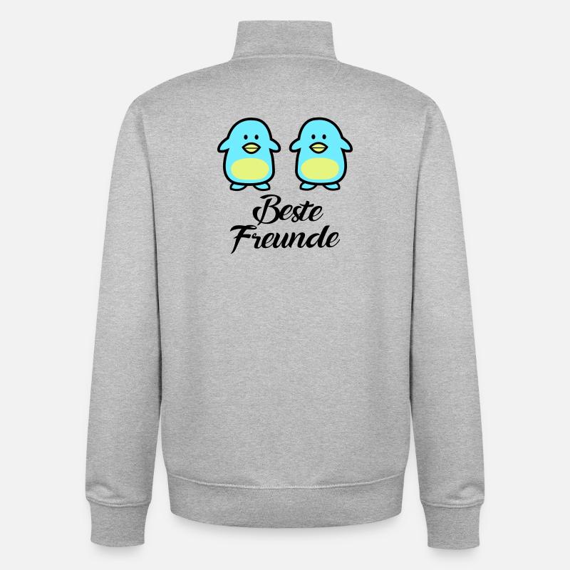 Pinguine Beste Freunde - Unisex Organic Zip Sweatshirt von Stanley/Stella - Grau meliert