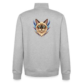 Siam Katzenporträt Neon Akzente - Unisex Organic Zip Sweatshirt von Stanley/Stella - Grau meliert - Hinten - AI Model Male 185 light (185cm)