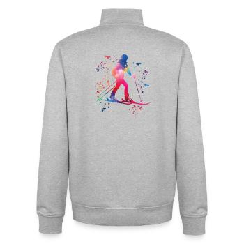 Alpiner Skifahrer Wintersport Skitouren - Unisex Organic Zip Sweatshirt von Stanley/Stella - Grau meliert - Hinten - AI Model Male 185 light (185cm)