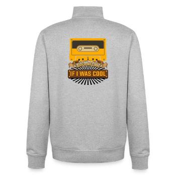 Retro Cassette Tape Funny Quote Design - Unisex Organic Zip Sweatshirt by Stanley/Stella - heather grey - Back - AI Model Male 185 light (185cm)