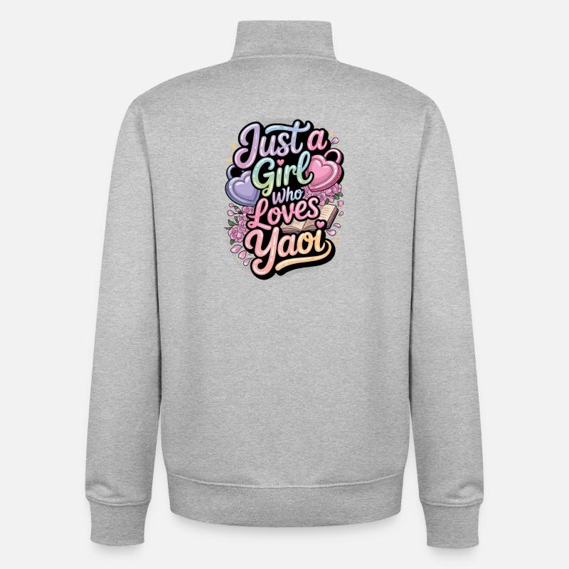 Nur ein Mädchen, das Yaoi liebt. - Unisex Organic Zip Sweatshirt von Stanley/Stella - Grau meliert