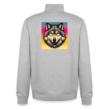 Wolf - Unisex Organic Zip Sweatshirt by Stanley/Stella - heather grey - Back - AI Model Male 185 light (185cm)