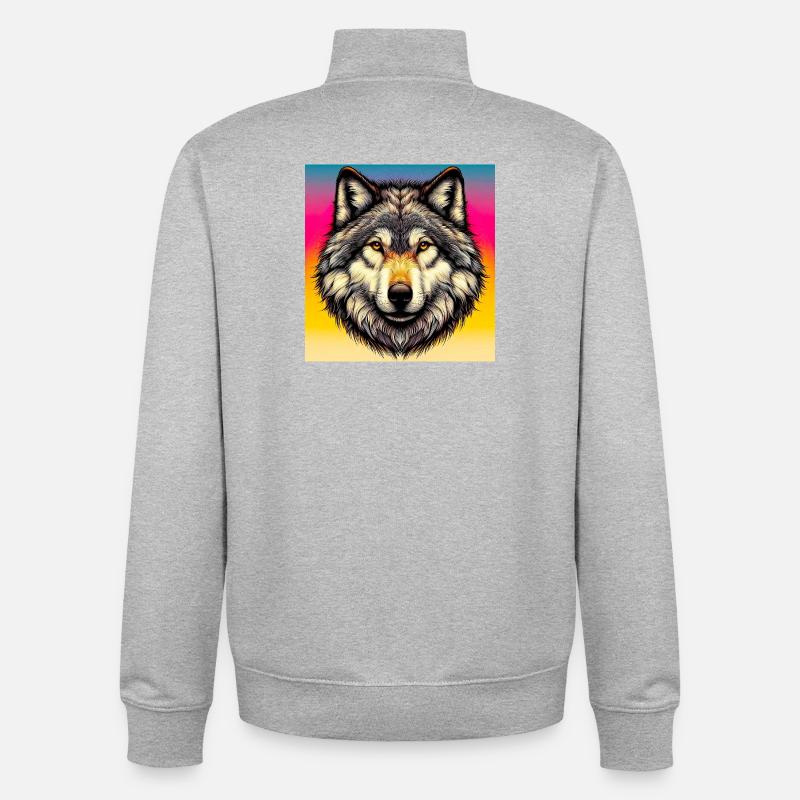 Wolf - Unisex Organic Zip Sweatshirt by Stanley/Stella - heather grey