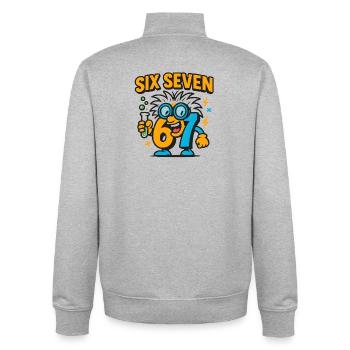 Six Seven 67 Idée de cadeau pour nerds sur l’humour scientifique - Sweat zippé unisexe en coton bio Stanley/Stella - gris chiné - Dos - AI Model Male 185 light (185cm)