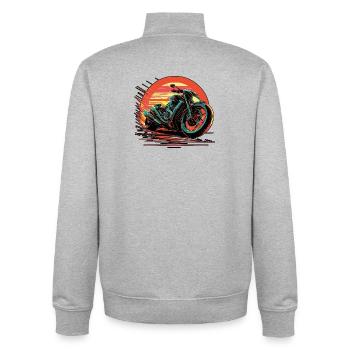 Sport moto in blue tones driving fast on a sunset - Unisex Organic Zip Sweatshirt by Stanley/Stella - heather grey - Back - AI Model Male 185 light (185cm)
