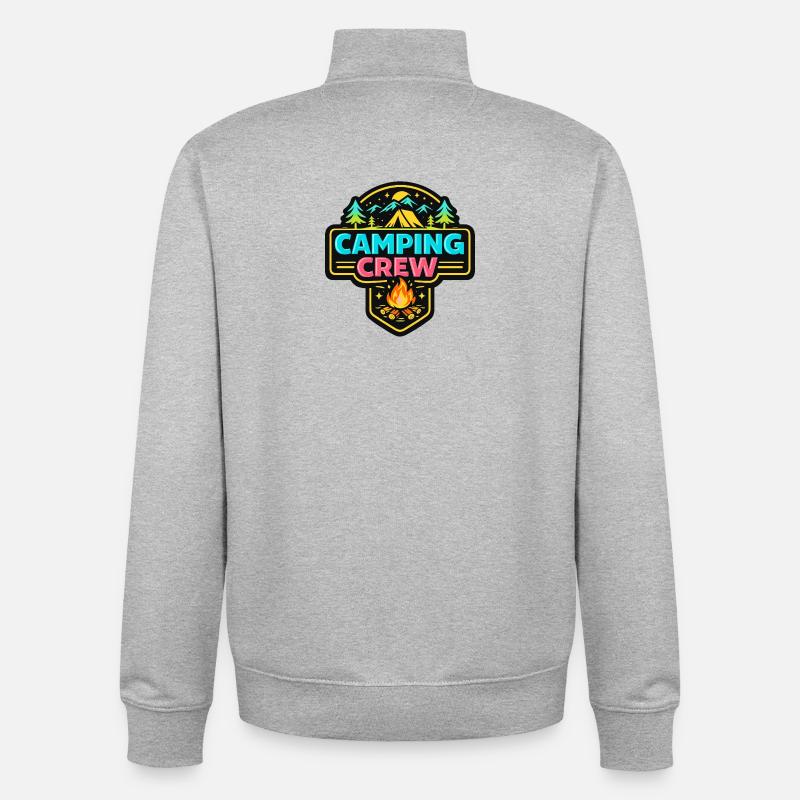 Badge néon de l’équipe de camping - Sweat zippé unisexe en coton bio Stanley/Stella - gris chiné
