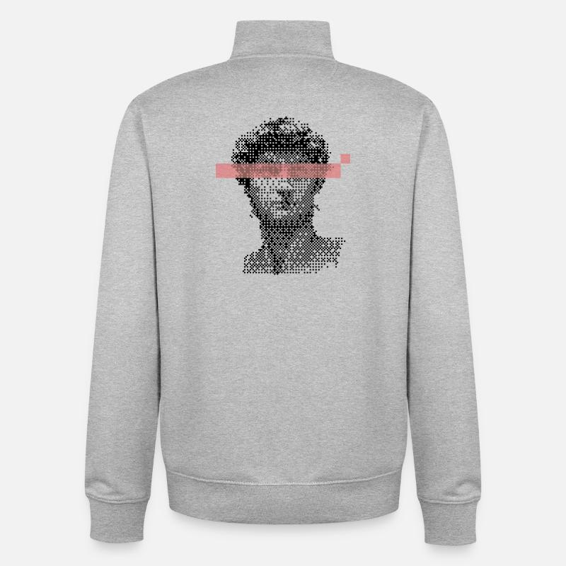 Digital David Michelangelo Pixel design - Unisex Organic Zip Sweatshirt by Stanley/Stella - heather grey