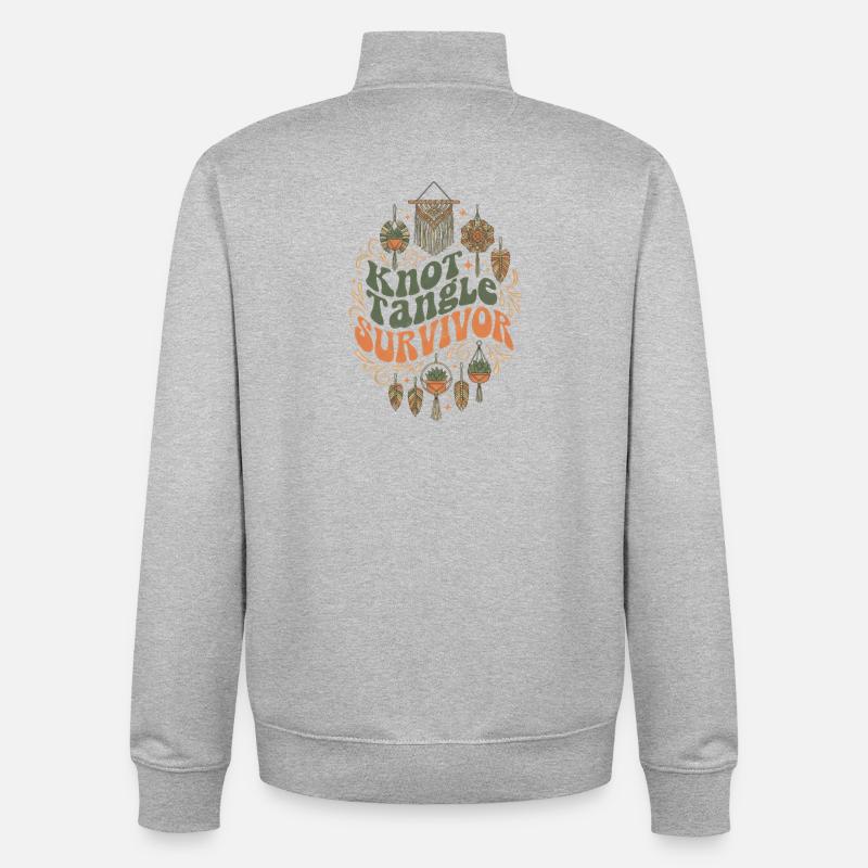 Knotenchaos überlebt | Makramee Boho - Unisex Organic Zip Sweatshirt von Stanley/Stella - Grau meliert