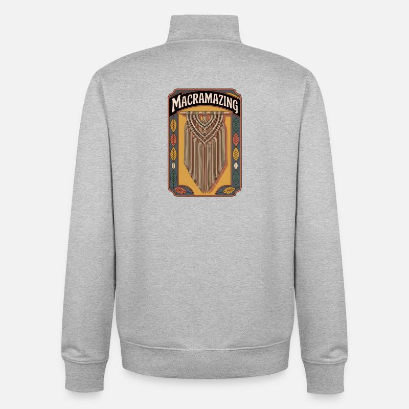 Macrame Awesome | Knot Art Boho - Unisex Organic Zip Sweatshirt by Stanley/Stella - heather grey