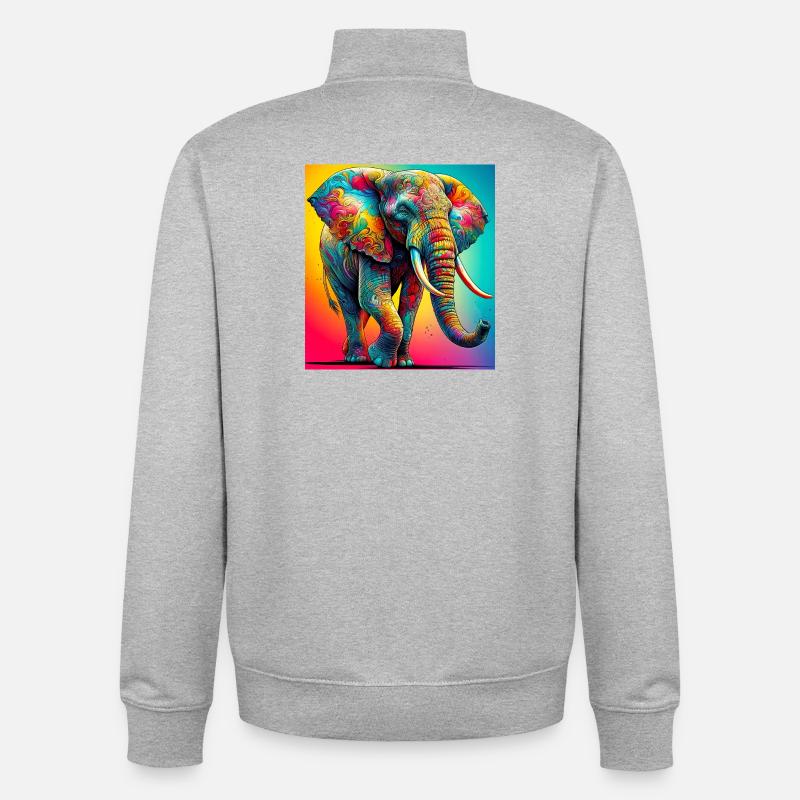 éléphant - Sweat zippé unisexe en coton bio Stanley/Stella - gris chiné