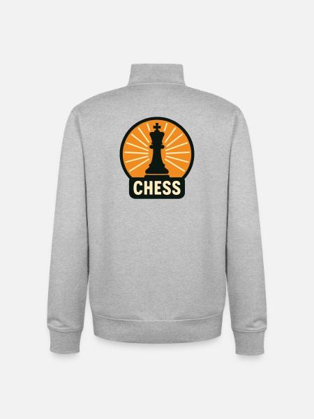 King of Chess Retro Design Grandmaster - Unisex Organic Zip Sweatshirt by Stanley/Stella - heather grey