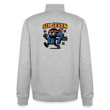 Six Seven 67 Italian Brainrot Ninja Humor Funny - Unisex Organic Zip Sweatshirt by Stanley/Stella - heather grey - Back - AI Model Male 185 light (185cm)