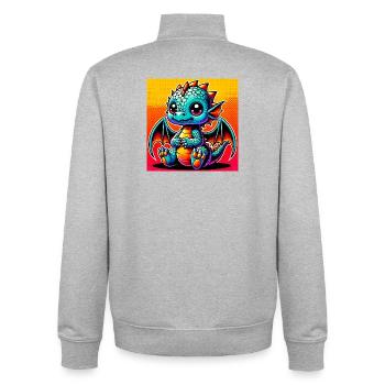 dragon - Unisex Organic Zip Sweatshirt by Stanley/Stella - heather grey - Back - AI Model Male 185 light (185cm)