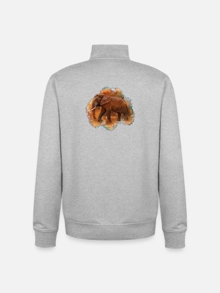 Aquarell Elefant Farbklecks - Unisex Organic Zip Sweatshirt von Stanley/Stella - Grau meliert