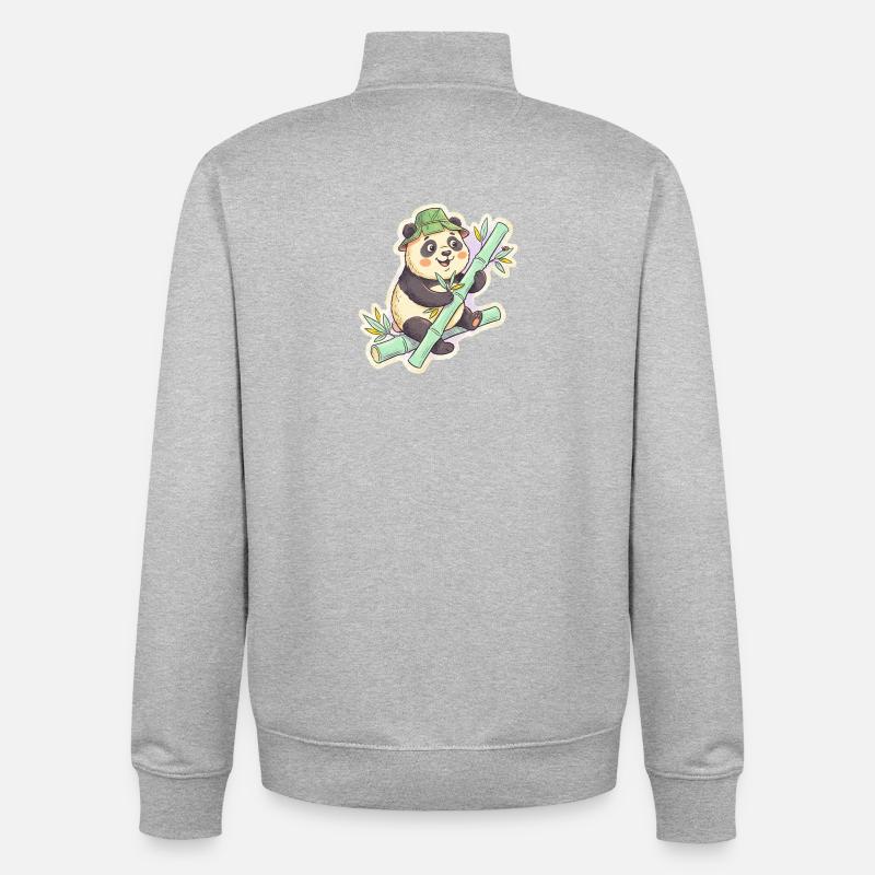 Panda auf Bambuspfad - Unisex Organic Zip Sweatshirt von Stanley/Stella - Grau meliert