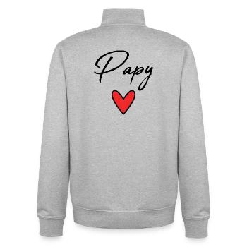 Grandpa. DAD. FATHER'S DAY. HAPPY FATHER'S DAY. PARTY - Unisex Organic Zip Sweatshirt by Stanley/Stella - heather grey - Back - AI Model Male 185 light (185cm)