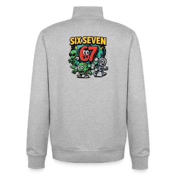 Six Seven 67 Italian Brainrot Nerd Humour Drôle - Sweat zippé unisexe en coton bio Stanley/Stella - gris chiné - Dos - AI Model Male 185 light (185cm)