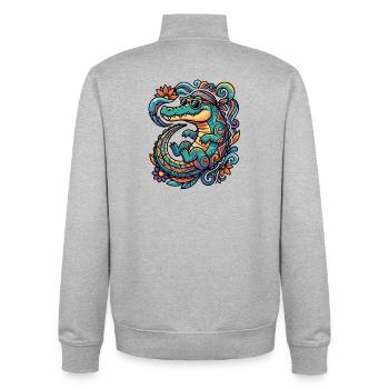  Retro Krokodil kreatives Tropen Muster sommerlich - Unisex Organic Zip Sweatshirt von Stanley/Stella - Grau meliert - Hinten - AI Model Male 185 light (185cm)