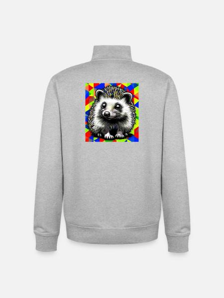 hérisson - Sweat zippé unisexe en coton bio Stanley/Stella - gris chiné