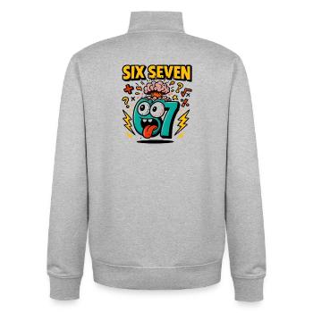 Six Seven 67 Italian Brainrot Nerd Humour Drôle - Sweat zippé unisexe en coton bio Stanley/Stella - gris chiné - Dos - AI Model Male 185 light (185cm)