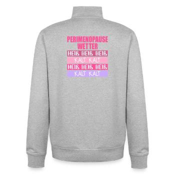 Wechseljahre Perimenopause Hitze - Unisex Organic Zip Sweatshirt von Stanley/Stella - Grau meliert - Hinten - AI Model Male 185 light (185cm)