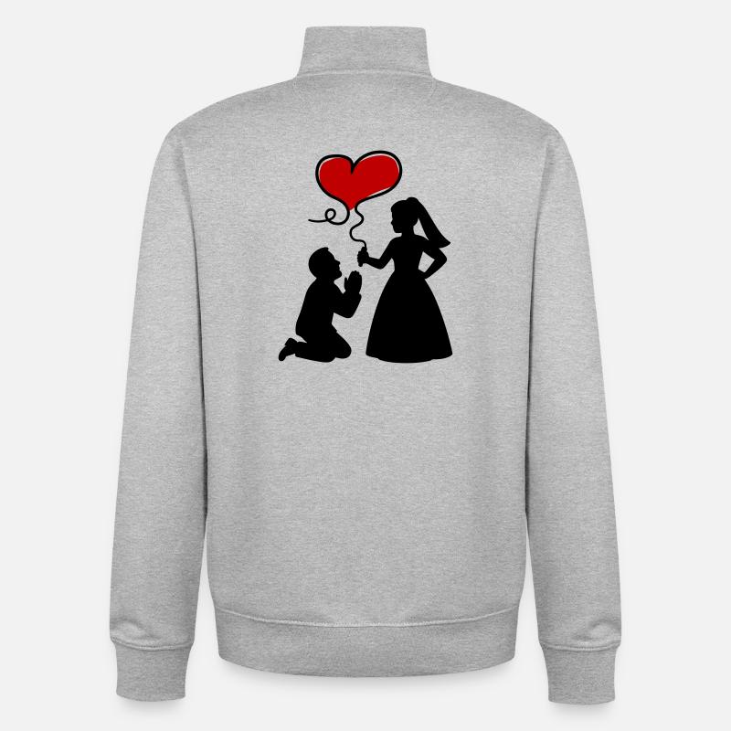 Mariage des mariés - Sweat zippé unisexe en coton bio Stanley/Stella - gris chiné