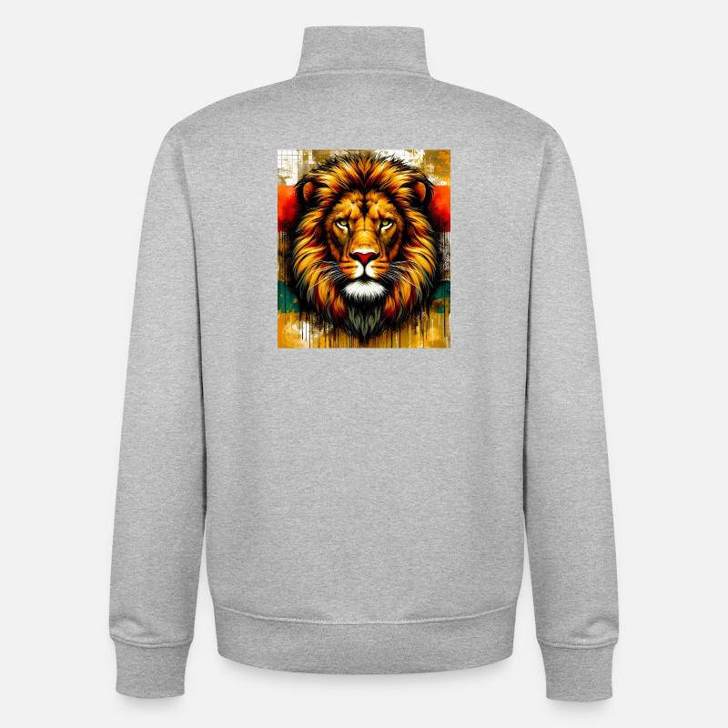 Löwe - Unisex Organic Zip Sweatshirt von Stanley/Stella - Grau meliert