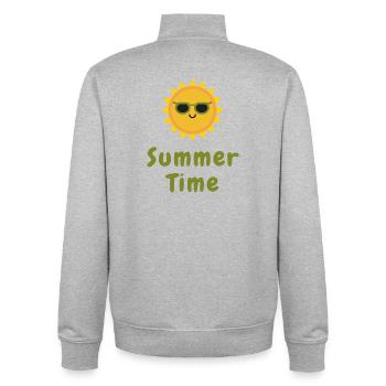 Style de vacances minimal au soleil en été - Sweat zippé unisexe en coton bio Stanley/Stella - gris chiné - Dos - AI Model Male 185 light (185cm)