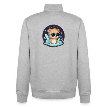 Chic surfer bear with blue glasses - Unisex Organic Zip Sweatshirt by Stanley/Stella - heather grey - Back - AI Model Male 185 light (185cm)
