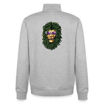 Rasta Lion Dreadlocks Sunglasses Reggae Art - Unisex Organic Zip Sweatshirt von Stanley/Stella - Grau meliert - Hinten - AI Model Male 185 light (185cm)