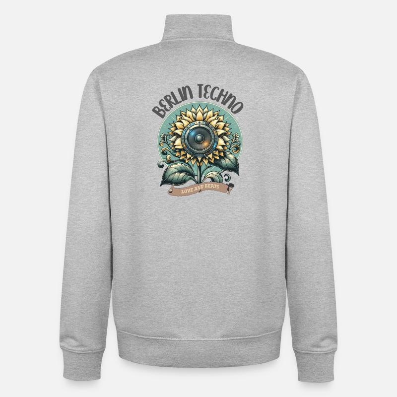 Berlin Techno - Love and Beats - Unisex Organic Zip Sweatshirt von Stanley/Stella - Grau meliert