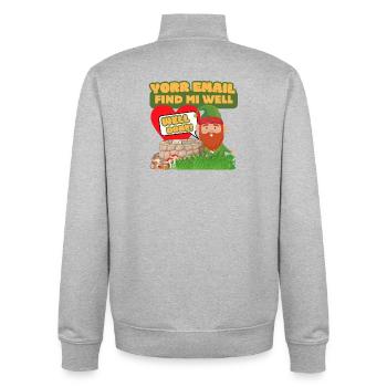 Yorr Email Find Mi Well - Gnome Humour - Unisex Organic Zip Sweatshirt by Stanley/Stella - heather grey - Back - AI Model Male 185 light (185cm)