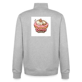 Donut Disturb – Cute Cat in Donut - Sweat zippé unisexe en coton bio Stanley/Stella - gris chiné - Dos - AI Model Male 185 light (185cm)