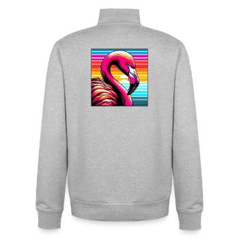 Flamingo - Unisex Organic Zip Sweatshirt von Stanley/Stella - Grau meliert - Hinten - AI Model Male 185 light (185cm)