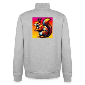 écureuil - Sweat zippé unisexe en coton bio Stanley/Stella - gris chiné - Dos - AI Model Male 185 light (185cm)