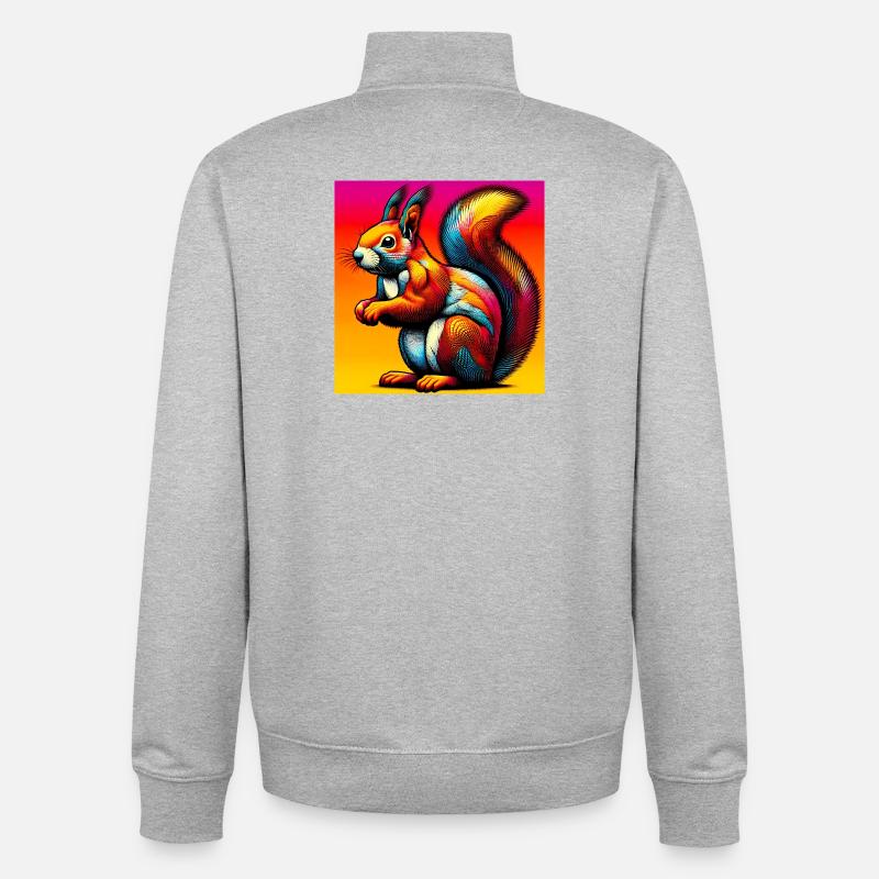 squirrel - Unisex Organic Zip Sweatshirt by Stanley/Stella - heather grey