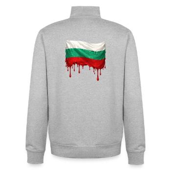 Drapeau bulgare coloré - Sweat zippé unisexe en coton bio Stanley/Stella - gris chiné - Dos - AI Model Male 185 light (185cm)