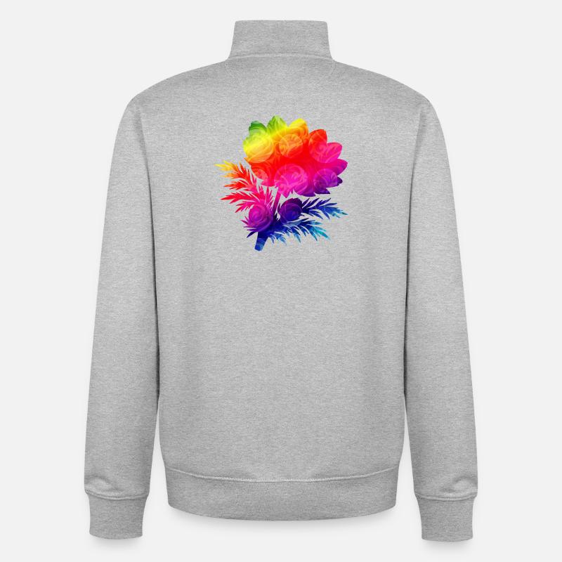 Bunte Blumen Silhouette Regenbogen Design  - Unisex Organic Zip Sweatshirt von Stanley/Stella - Grau meliert