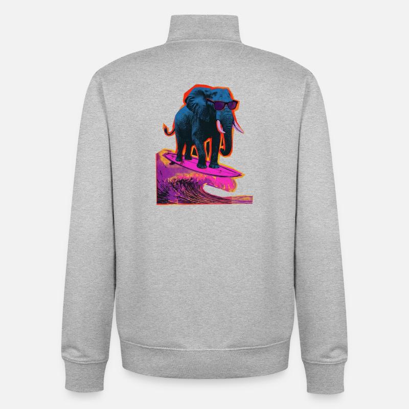 Surf d’éléphant Surf - Sweat zippé unisexe en coton bio Stanley/Stella - gris chiné