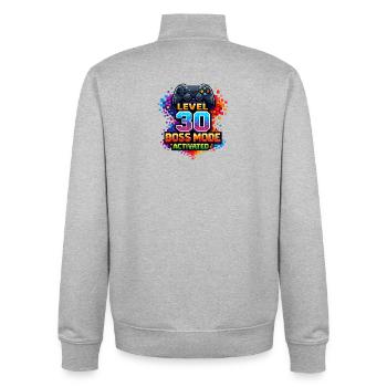 Level 30 Bossmodus Aktiviert - Unisex Organic Zip Sweatshirt by Stanley/Stella - heather grey - Back - AI Model Male 185 light (185cm)