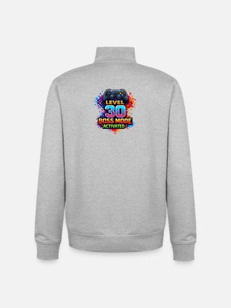 Level 30 Bossmodus Aktiviert - Unisex Organic Zip Sweatshirt by Stanley/Stella - heather grey