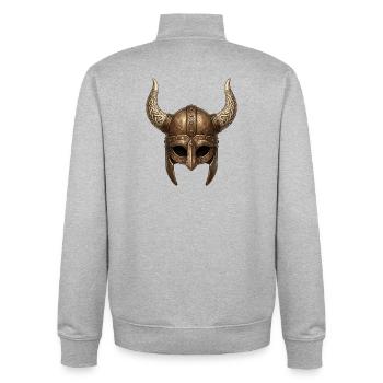 Nordischer Gehörnter Kampfhelm - Unisex Organic Zip Sweatshirt von Stanley/Stella - Grau meliert - Hinten - AI Model Male 185 light (185cm)