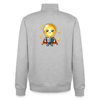 Glühbirne Superheld Helden Lampe - Unisex Organic Zip Sweatshirt von Stanley/Stella - Grau meliert - Hinten - AI Model Male 185 light (185cm)