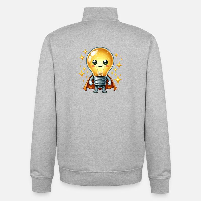 Glühbirne Superheld Helden Lampe - Unisex Organic Zip Sweatshirt von Stanley/Stella - Grau meliert