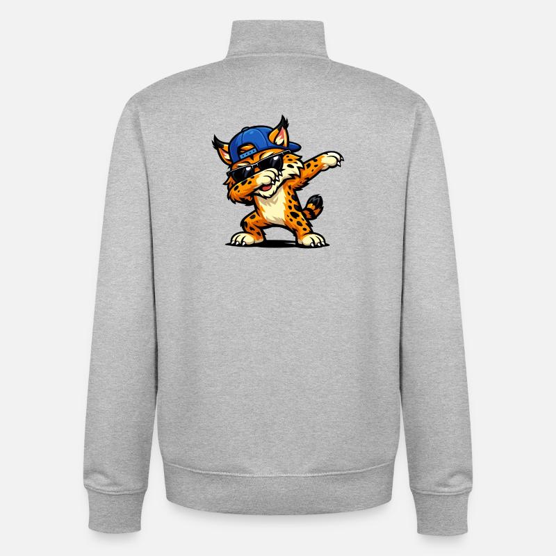 Tabbing du lynx roux - Sweat zippé unisexe en coton bio Stanley/Stella - gris chiné