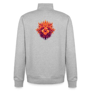 Flame Blossom Hibiscus Mandala - Unisex Organic Zip Sweatshirt by Stanley/Stella - heather grey - Back - AI Model Male 185 light (185cm)