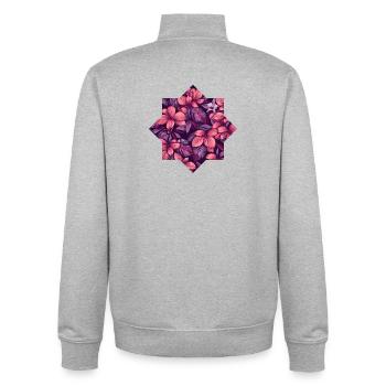 Pink tropisches Blütenmuster - Unisex Organic Zip Sweatshirt von Stanley/Stella - Grau meliert - Hinten - AI Model Male 185 light (185cm)