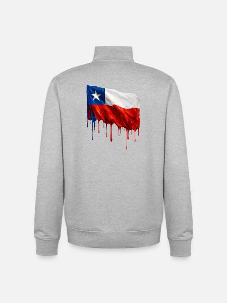 Chile Flag Dripping Solid - Unisex Organic Zip Sweatshirt by Stanley/Stella - heather grey