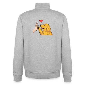T-shirt Chien Golden Retriever High Five - Design  - Sweat zippé unisexe en coton bio Stanley/Stella - gris chiné - Dos - AI Model Male 185 light (185cm)