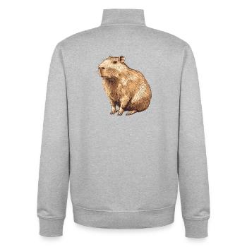 Portrait de capybara en brun chaud - Sweat zippé unisexe en coton bio Stanley/Stella - gris chiné - Dos - AI Model Male 185 light (185cm)
